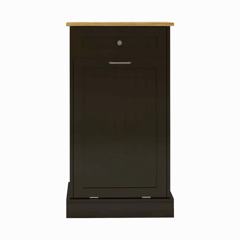 Armoire à ordures inclinable avec un tiroir et un compartiment, Noir