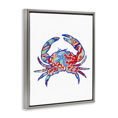 Art mural en toile encadrée de crabe à motif corail par Lisa Nohren
