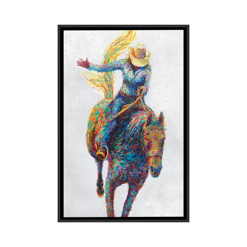 " Rodeo " by Iris Scott, Black Framed Canvas, No Mat, 48" H x 32" W x 1.5" D