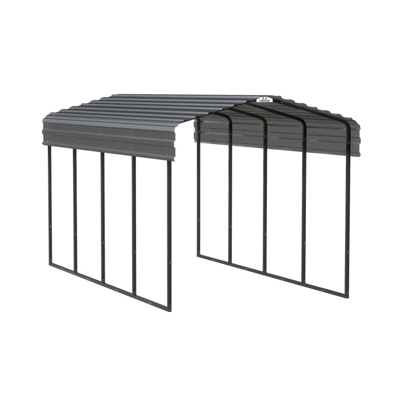 Galvanized Steel Carport, 10X20X9, Charcoal