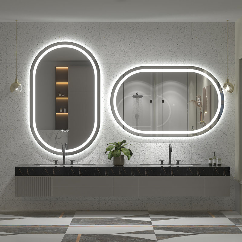 Miroir de salle de bain ovale en verre trempé anti-buée certifié UL - Basics by Wayfair ™, 48 po x 30 po