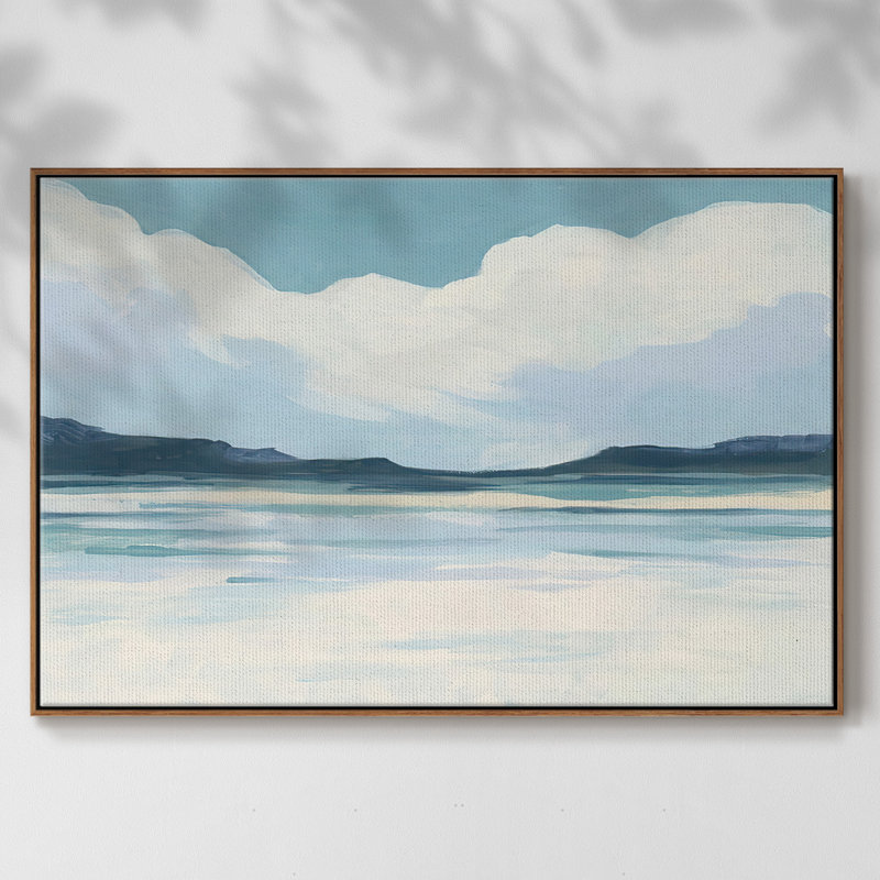 Cream Coastline II, reproduction d'art sur toile, H 27 po x l 41 po x P 2 po, Cadre noyer
