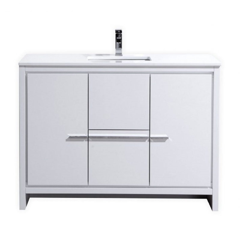 Meuble-lavabo simple Tulughan l 48 po x P 19,75 po x H 34,25 po, Blanc brillant