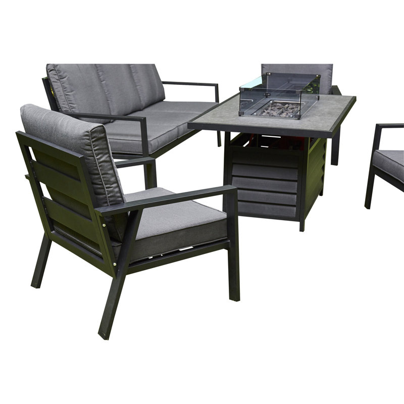 Aluminium Firepit Sofa Set Grey 5 Seater