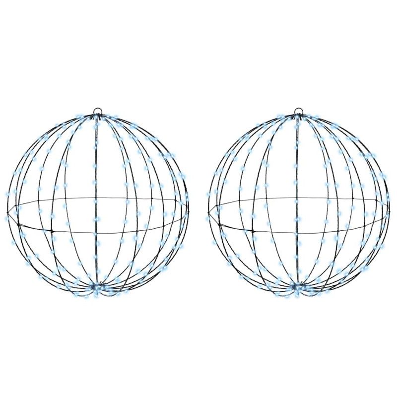 Vidaxl Ball With 384 Leds 2 Pcs Cold White 60 Cm Metal