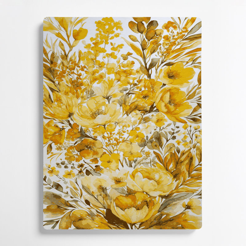 Aquarelle florale 42, art mural en métal brun, H 20 po x l 16 po