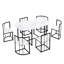 Ensemble de table à manger moderne 7 pièces, 1 table de salle à manger avec 2 chaises sans accoudoirs et 4 chaises d'angle-1479373440