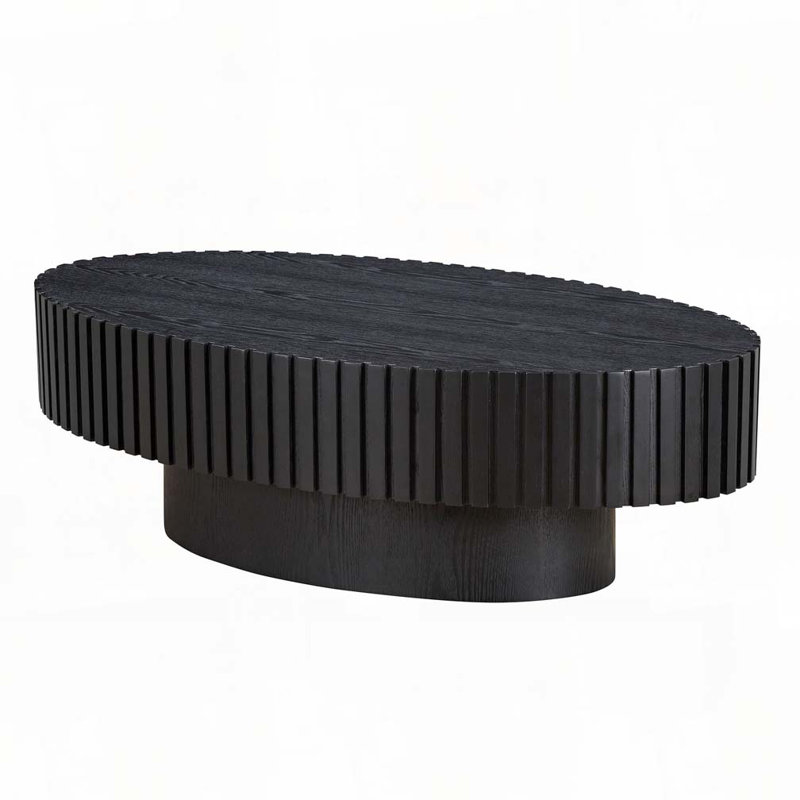 Oval Handcraft Drum Coffee Table, Black