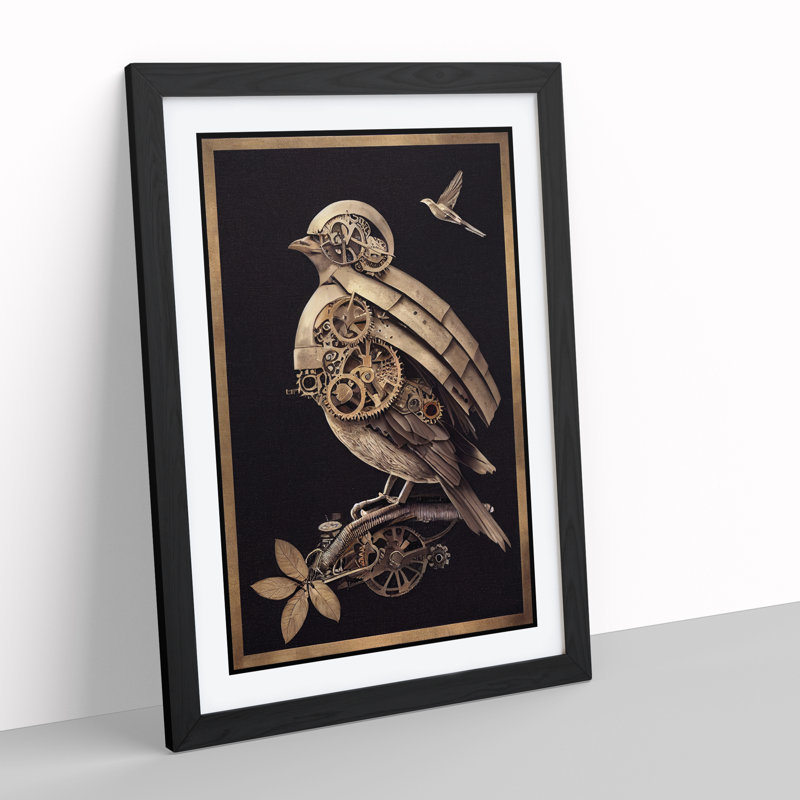 Steampunk Bird - Framed Print, Black, 64cm H x 46cm W x 2cm D