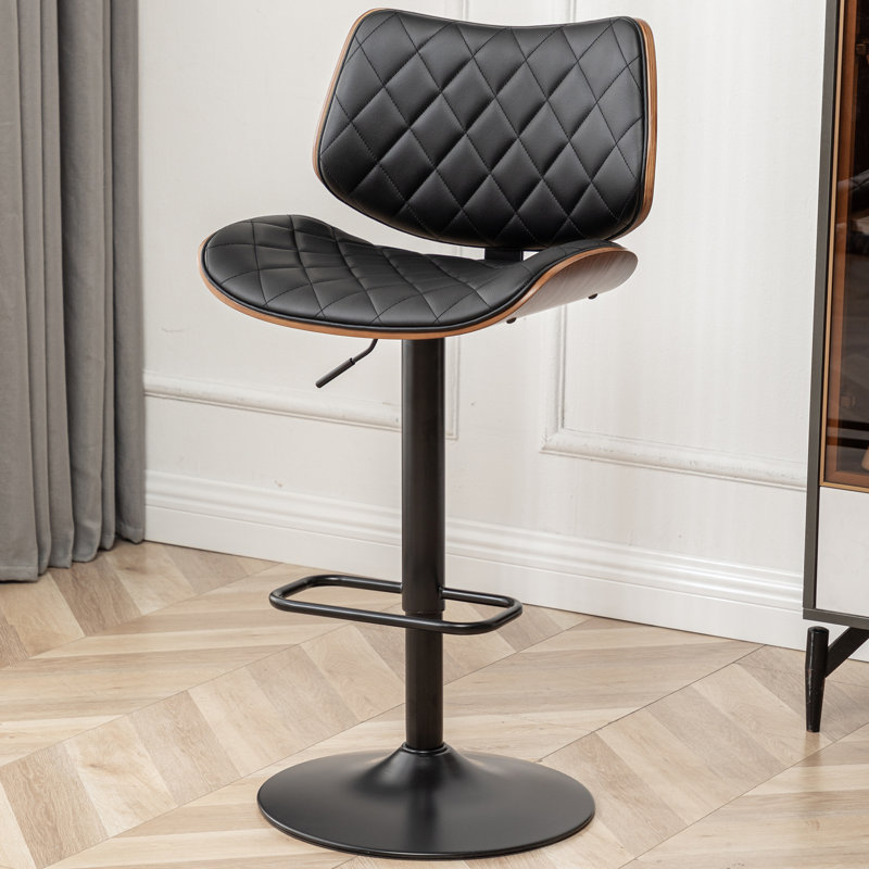 Height Adjustable Swivel Bar Stool, Black