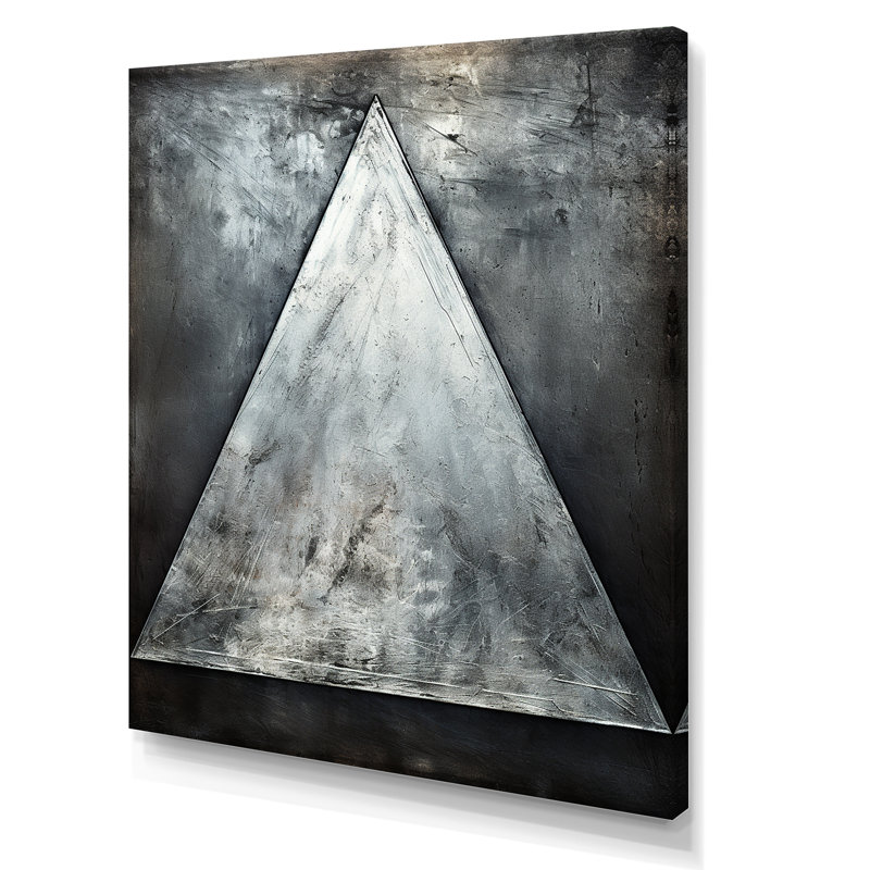 Triangle Trance argent scintillant II, Toile tendue, H 44 po x l 34 po