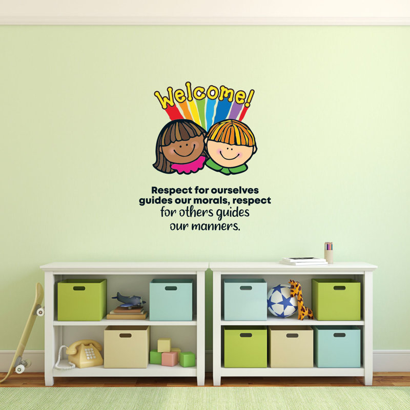 Décalcomanie murale citations de dessins animés « respect School », H 30 po x l 27 po x P 0,05 po