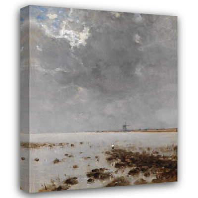 "Seascape with Mill" by  Bela Spanyi - Gallery Wrap Canvas Wall Art