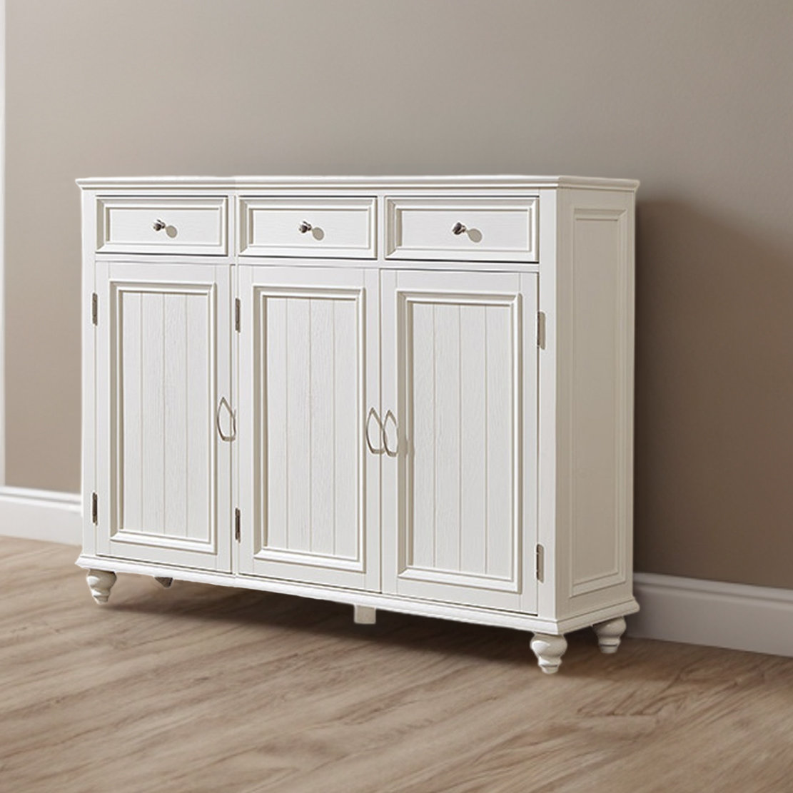 White solid 2025 wood shoe cabinet