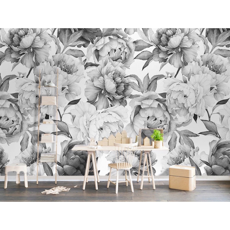 Papier peint pivoine monochrome Arnis, l 75 po x L 49 po