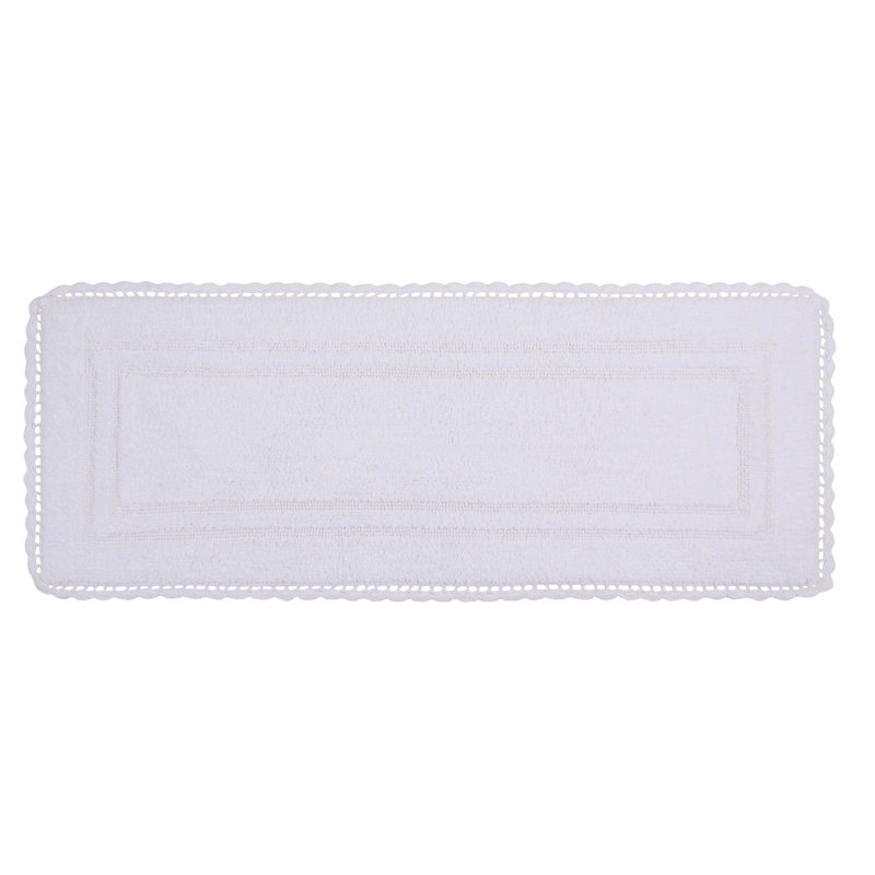 Tapis de bain réversible décontracté 100% coton Casual Elegance Bathmat, l 21 po x L 54 po, Blanc