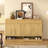59.1" Farmhouse Sideboard with 3 Drawers & 4 Doors, U-Style Storage Buffet with Adjustable Shelf and Open Compartments, Multi-Functional Cabinet for Dining Room and Living Room-221257352