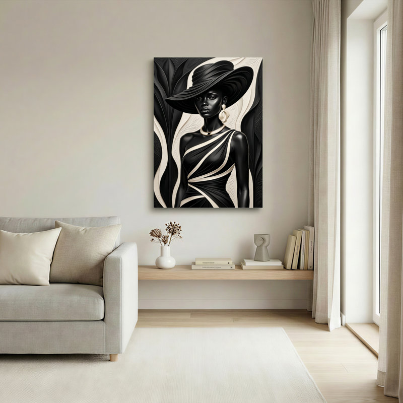Ensemble de 1 tableau sur toile noir et blanc, 24"H x 18"W, Wrapped Canvas