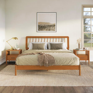 Catrece Solid Wood Platform Bed with Spindle Headboard (ours is black)