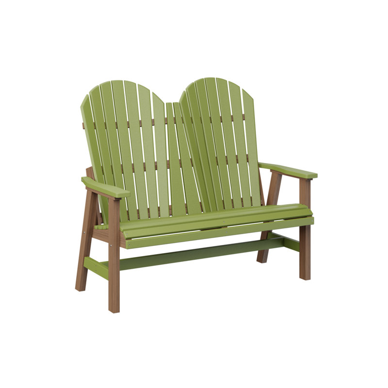 Berlin Gardens Comfo Back Loveseat, Kiwi Green Top/Antique Mahogany Base