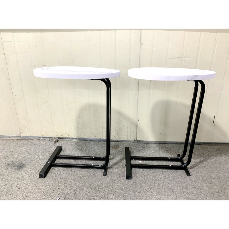 Versatile C-Shaped Side Tables End Tables Living Room Side Table Accent Table, White