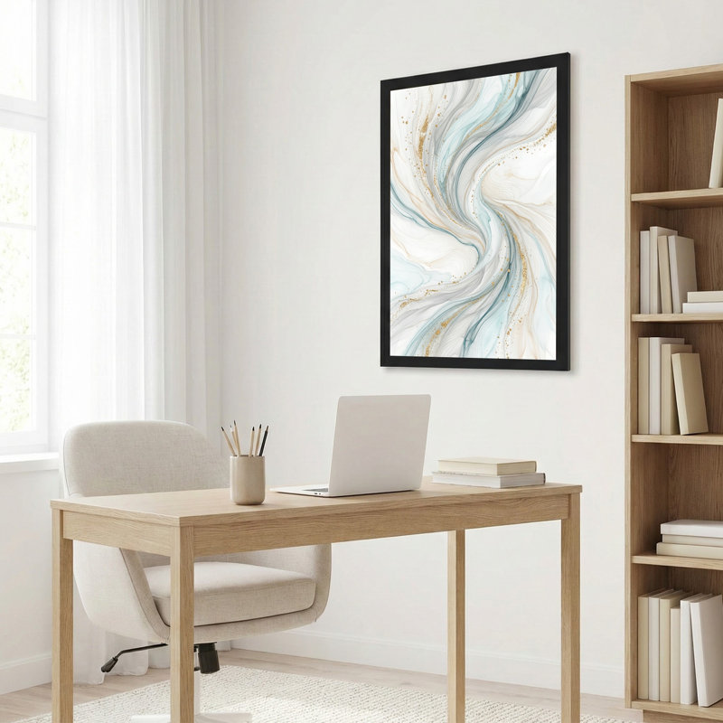 Toile abstraite sarcelle et or, 24"H x 16"W