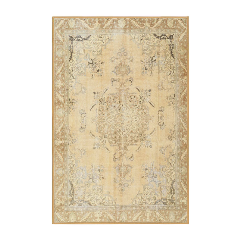 Tapis beige/noir traditionnel, Rectangle 5 pi x 7 pi