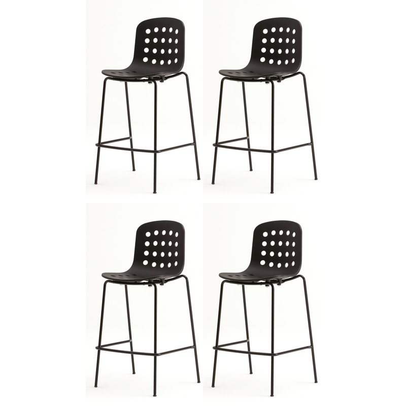 Holi Perforated Counter Stool (Set of 4), Black