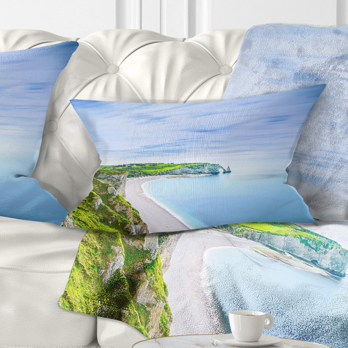 Oreiller de plage avec photo Aval Cliff and Rocks, Rectangulaire, 12 po x 20 po