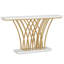 59" Gold Console Table, Modern Faux Marble Entryway Table With Grid Metal Base, Narrow Accent Sofa Table For Living Room, Hallway, Foyer, White & Gold