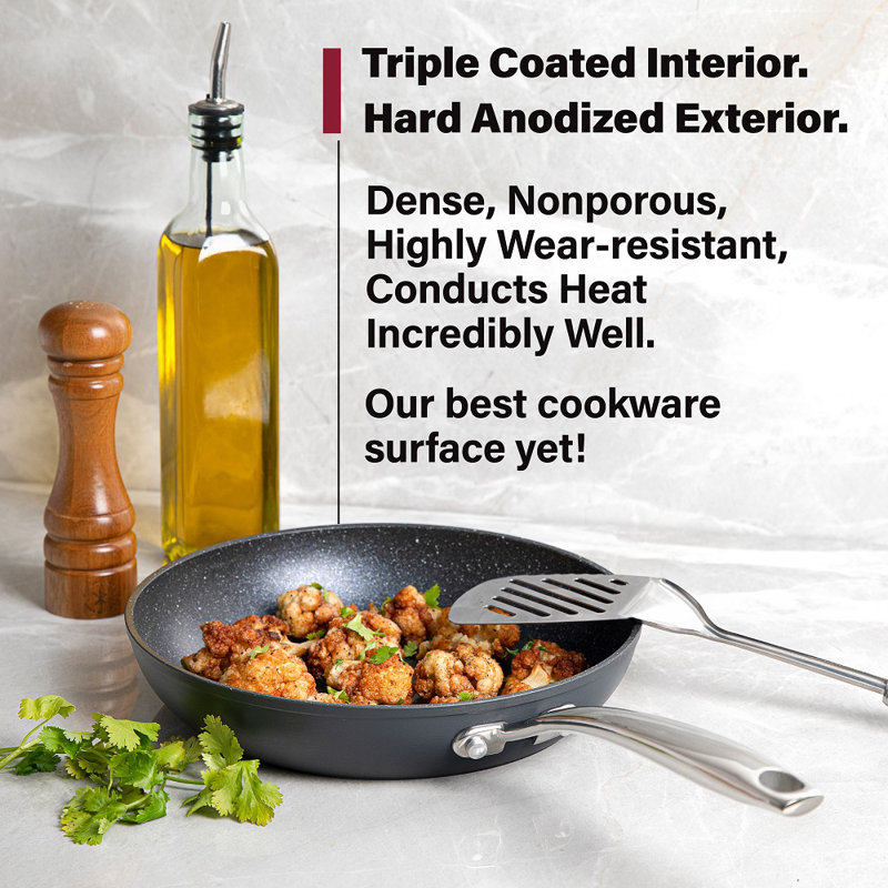 Black Aluminum Non-Stick 3-Piece Fry Pan Set