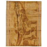 Hand Knotted Wool Area Rug in Beige And Brown