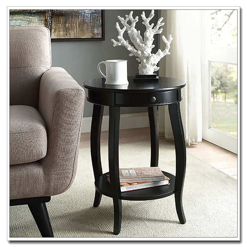 Black End Table with 1-Drawer