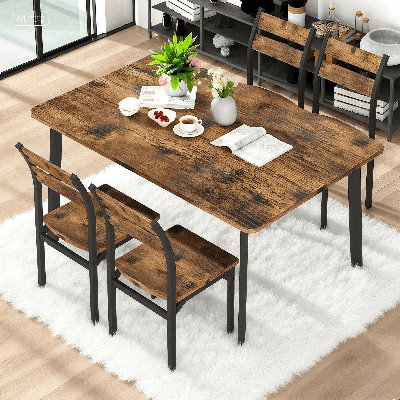 Dining Table Set For 4, 5-Piece Kitchen Table And Chairs Set Of 4, Industrious Dining Room Table With 4 Dinner Chairs For Small Space, Kitchen, Dinett