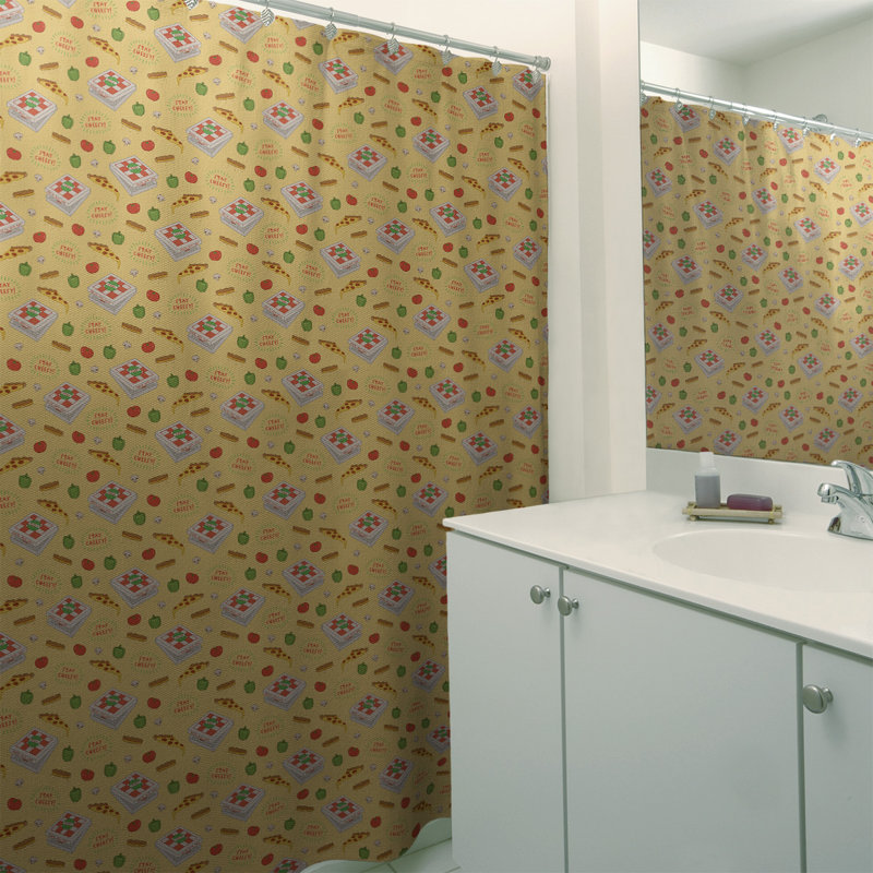 Rideau de douche simple à pizza katelyn elizabeth classic, Jaune clair / blanc