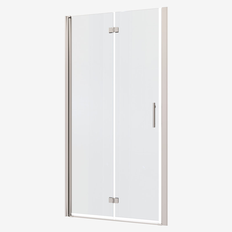 Adjustable Pivot Shower Door - 1/4" Tempered Glass, 8" Handle, Bathroom With Glass 30-31 3/8" Wide,, Stainless Steel
