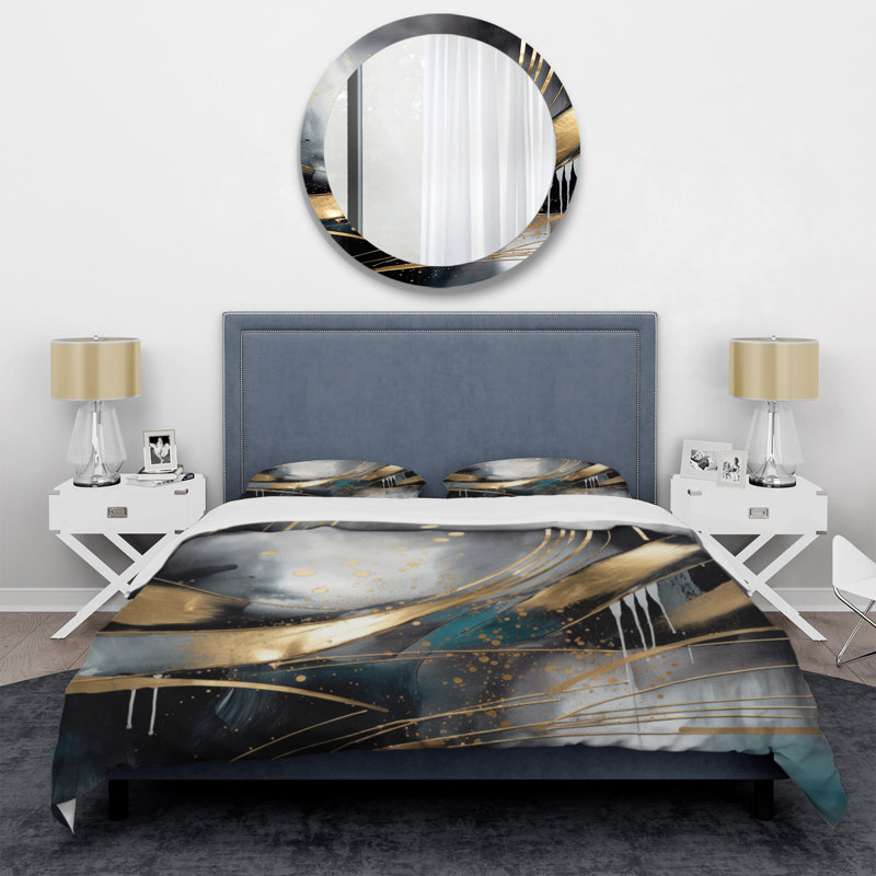 Ensemble de housse de couette en microfibre / polyester Shapes And Lines Abstract Marble II