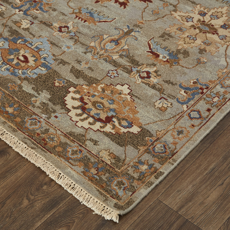 Leylan Wool Oriental Area Rug in Brown, Rectangle 7'9" x 9'9"