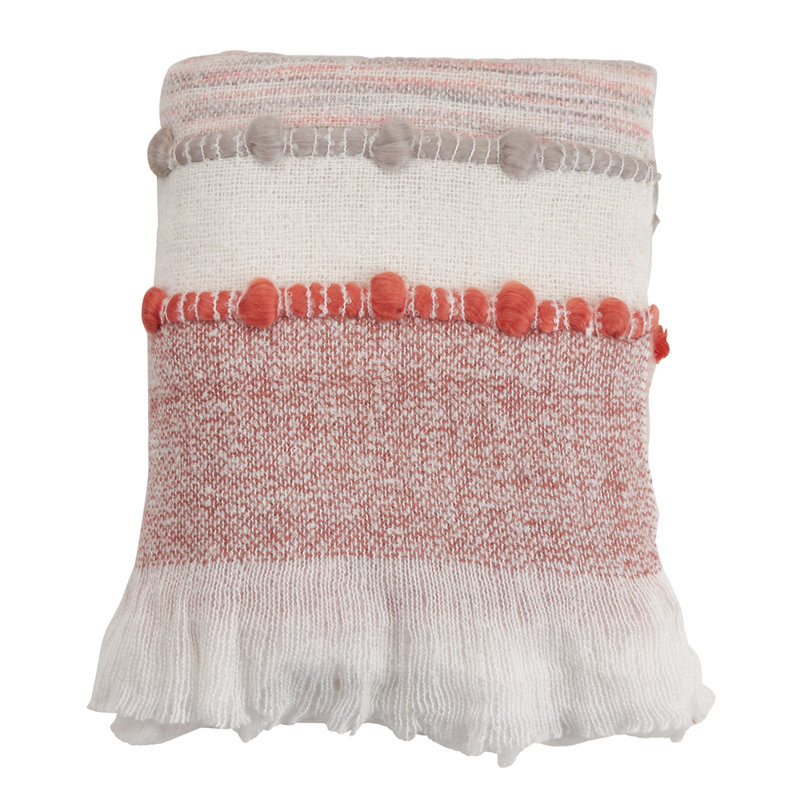 Jeté à rayures multicolores tissé à rayures avec franges l 50 po x L 60 po