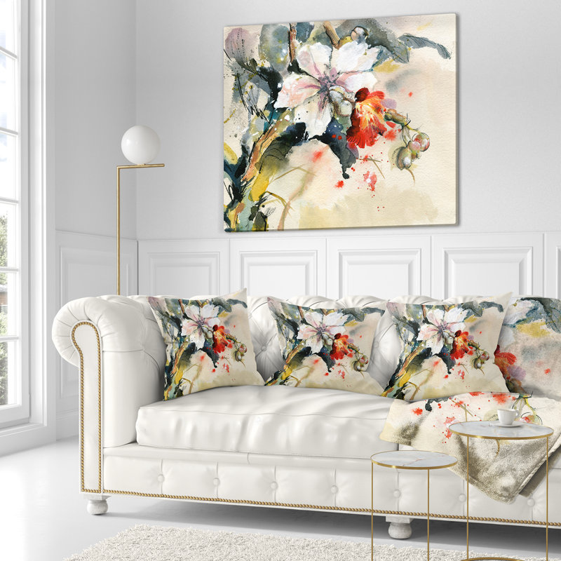 Orchidée en fleur - coussin décoratif imprimé floral, 18 po x 18 po, Carré