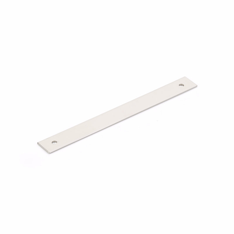 Plaque arrière pour pub Schaub, H 7 po x l 0,75 po, Nickel poli