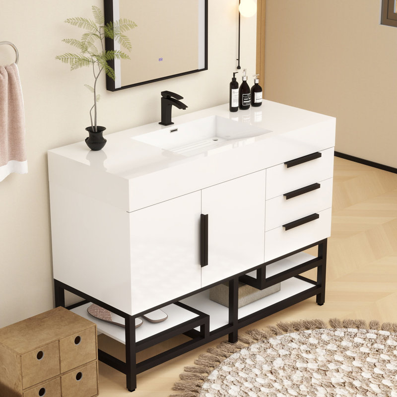 48'' Free Standing Single Bathroom Vanity, White