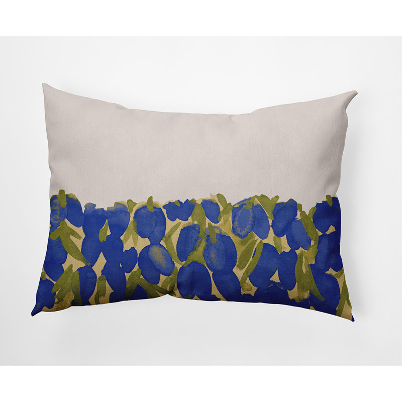 Housse et insert de coussin rectangulaire en coton Sunset Tulip, bleu