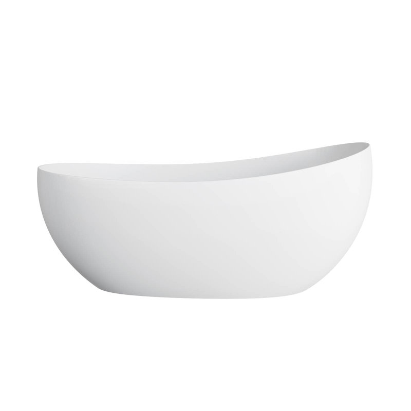 63" Single Slipper Freestanding Solid Surface  Bathtubs Resin Stone Soaking Tubs In White