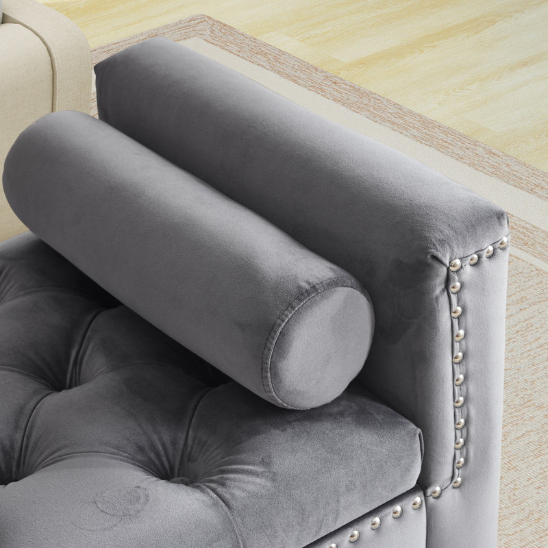 Azori Polyester Upholstered Storage Bench, Gray