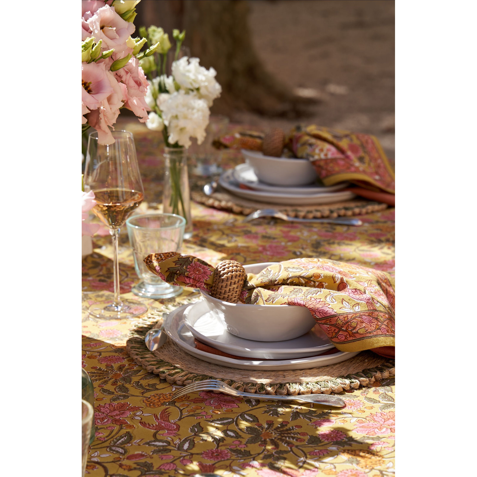 Trenton Cotton Tablecloth, 90'' Square