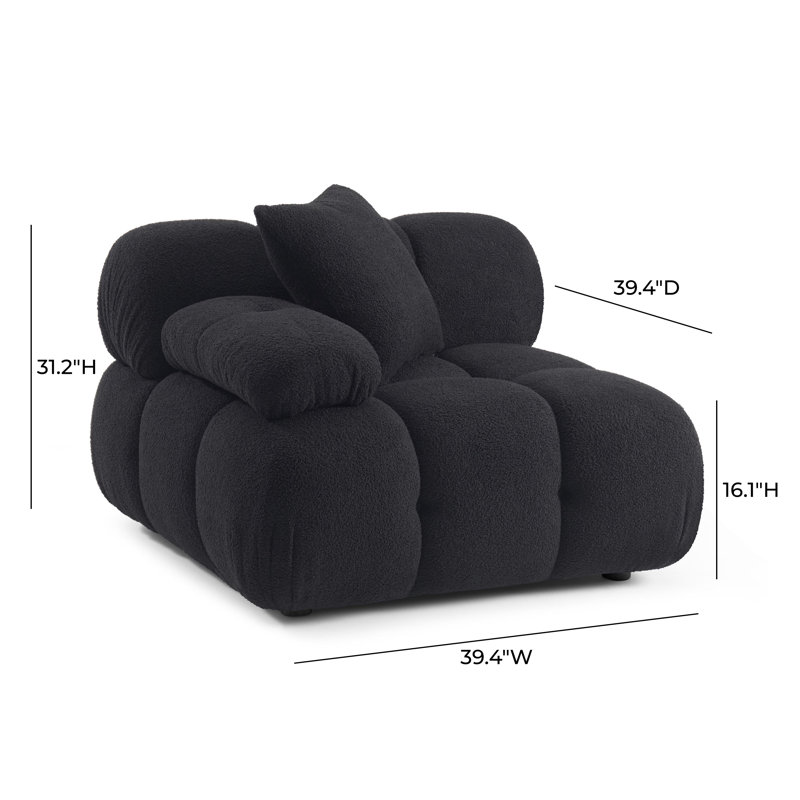 Chesnie Black Vegan Shearling Modular Corner Chair