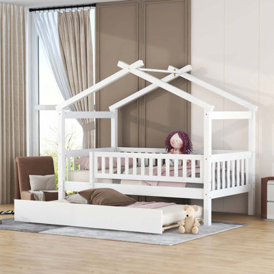 Lit en bois avec lit gigogne simple
