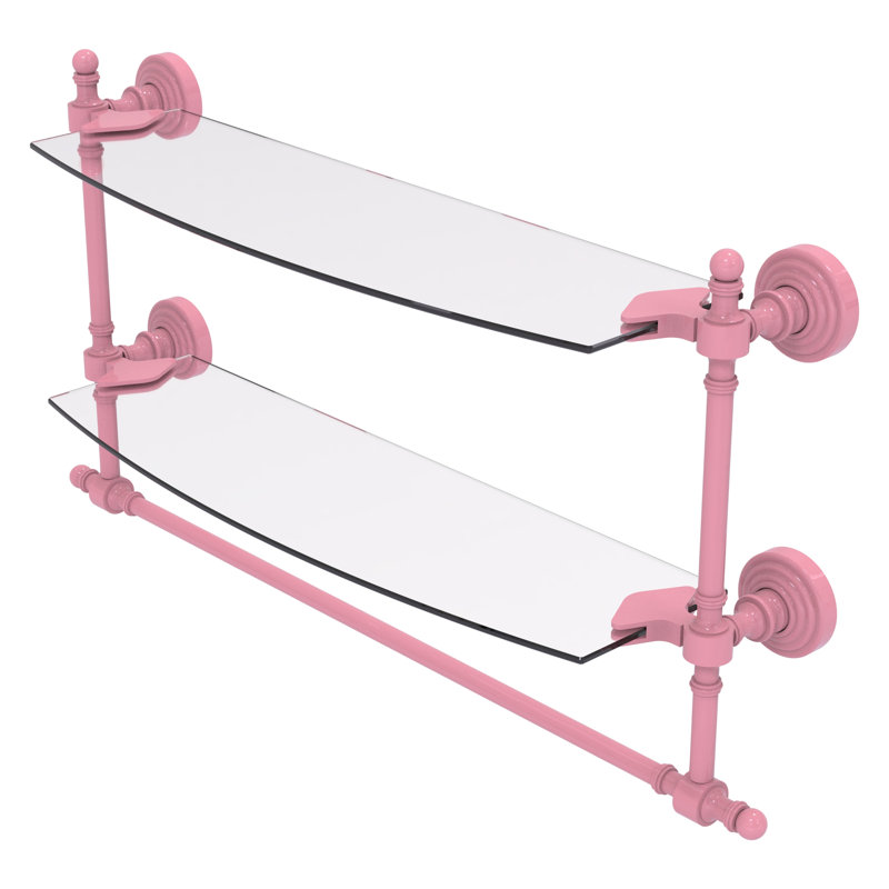 Tablette en verre à deux niveaux de la collection Retro Wave avec barre à serviettes intégrée, H 15 po x l 18 po x P 5 po