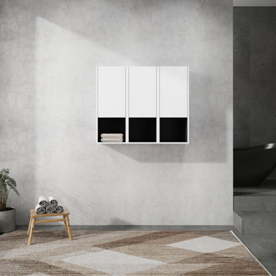 Armoire latérale de salle de bain 12 po, 3 portes à fermeture douce, montage flottant, 12 * 3 (emballage KD)